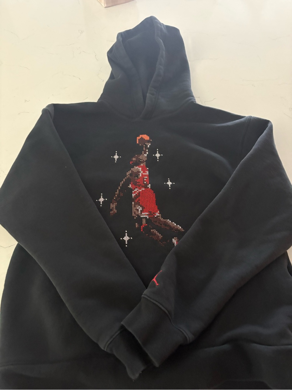 Jordan Black Hoodie with Red and White Jumpman Graphic
